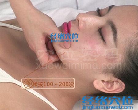 圖解按摩地倉(cāng)穴方法示范圖