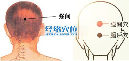 強(qiáng)間穴位位置圖